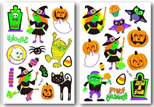 XSYI Halloween Halloween Fluorescente Cartoon Tattoo Adesivo Facial Facide Luminous Pumpkin Tattoo Sticker Orange