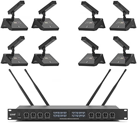 Xtuga yt8 uhf 8 canais desktop ganho de espreguiçadeira de microfones de conferência microfones super-baixo ruído de fundo