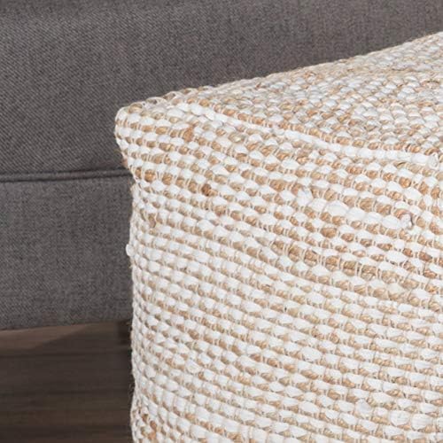 Christopher Knight Home Abella Fabric Pouf, marfim