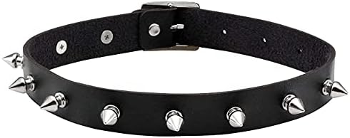 Manfnee Cool Punk Gothic Collar para mulheres e homens colar de couro preto de couro preto ajustável