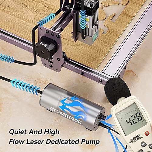 Bomba de assistência de ar atomstack f30, kits de assistência aérea de corte a laser com fluxo de ar 10-30L/min para gravador a laser