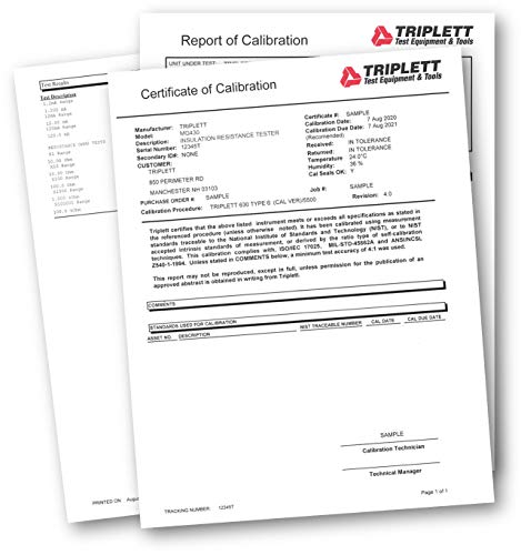 Triplett MG430 Testador de Resistência de Isolamento Digital / Megohmímetro com Certificado de Calibração para NIST