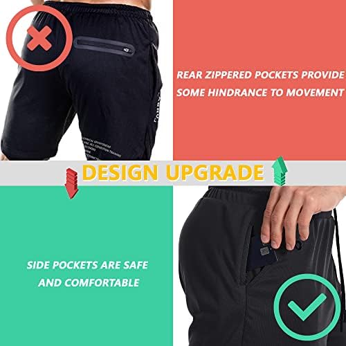 JWJ Mens 2 em 1 shorts de corrida rápida ginástica seca roupas de treino atlético com bolsos laterais