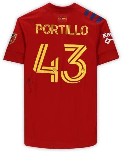 Justin Portillo Real Salt Lake Lake autografado Match 43 Red Jersey da temporada de 2020 MLS - camisas de futebol autografadas