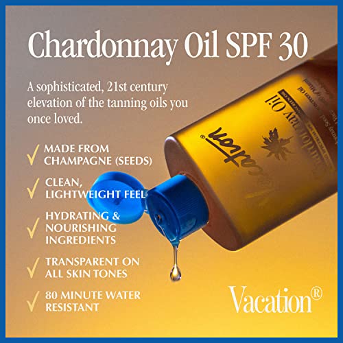 Férias chardonnay Óleo SPF 30 - Óleo vegano bloqueador de broad espectro spf - oxicenzona e octinoxato de filtro solar livre Óleo de