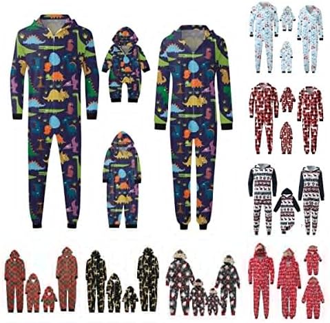 Pijamas de Natal para Família 2022 Machonete de macacão com zíper Roma