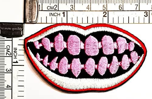 Kleenplus 3pcs. Cartoon da boca muito sorridente crianças ferro em remendos lábios estilo de moda bordada de motivos bordados