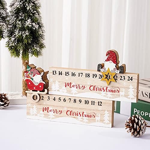 Decorações de Natal Ornamentos de calendário móvel de madeira sem rosto Countrown Christmas Countdown Gifts Large Christmas Ornament