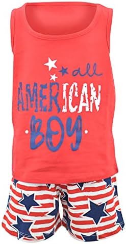Menino de menino único American Boy 4 de julho 2PC Tank Shorts Conjunto