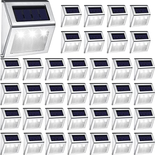 48 Pack Solar Step Lights Outdoor Aço inoxidável Deck solar leve à prova d'água LEDS LUDELAS SOLARES LUZES DE SADA PARA