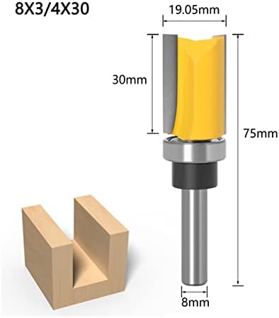 Cortador de moagem de superfície 1 pacote de 8 mm de haste de haste de nó do roteador Bit Bit Bit com faca reta do rolamento