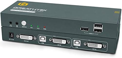 KVM Switch DVI 2 Port, Suporte 4KX2K@30Hz, 1200p, 1080p@60Hz, com cabos DVI e cabos USB