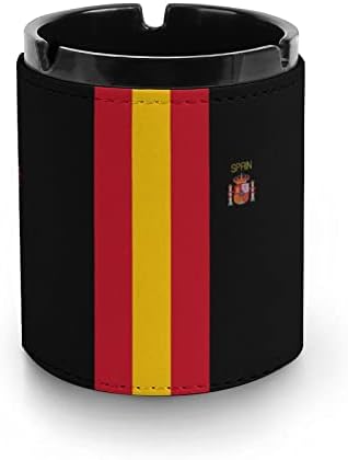 Bandeira espanhola de couro premium de couro redondo bandeja de cinzas para fumantes para carro para carro ou uso ao ar