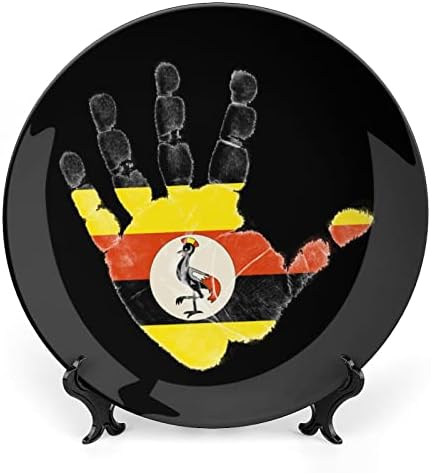 Placa decorativa de palmcerâmica de bandeira de Uganda com stand Plate Home de China de osso personalizado para cozinha da sala de