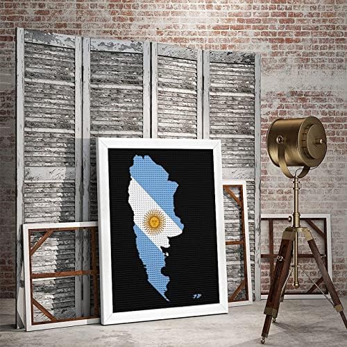 Argentina mapa bandeira redonda pintura de diamante desenho de desenho de imagens kits com artes artesanal para decoração de parede