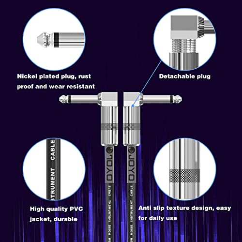Cabos Joyo Patch para Bass Guitar Pedal Pedal Professional Guitar Patch Cords 1/4 polegada - 1,2 pés