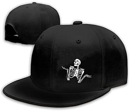 Snap Backpack Hat for Men Skull Hat Hat Snapback Capinho de beisebol Flat Bill Baseball Skeleton Hand preto