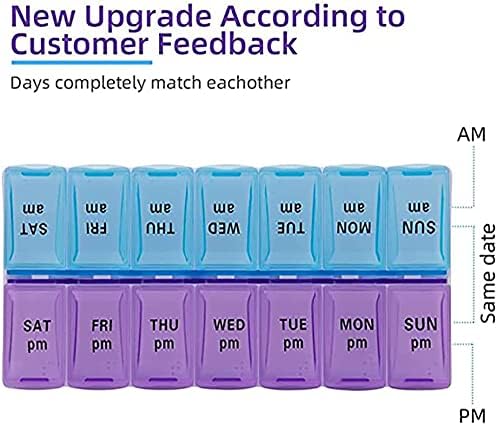 Organizador semanal de comprimidos 2 vezes ao dia 7 dias da caixa de comprimidos de comprimidos grande diário de medicamentos