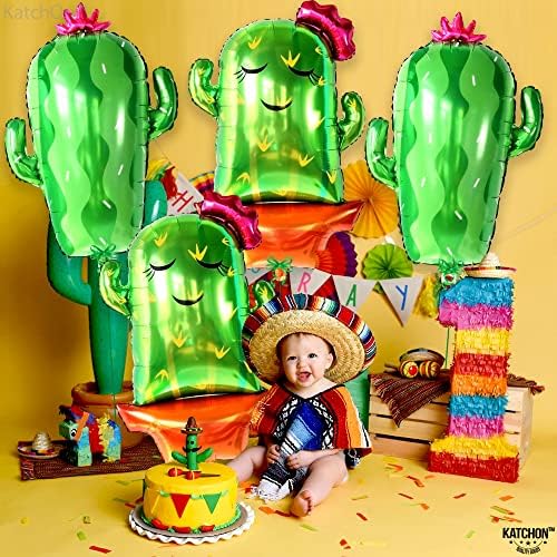 Conjunto colorido de decoração de fãs de papel Fiesta - pacote de 39 | Balões de cacto para decorações de festas mexicanas