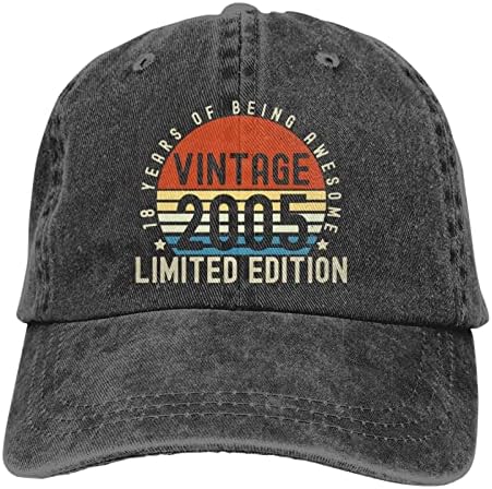 Vintage 2005 Limited Edition Hat for Girls Boys, Ajustável Impresso 18 anos de Banco de beisebol de presentes de