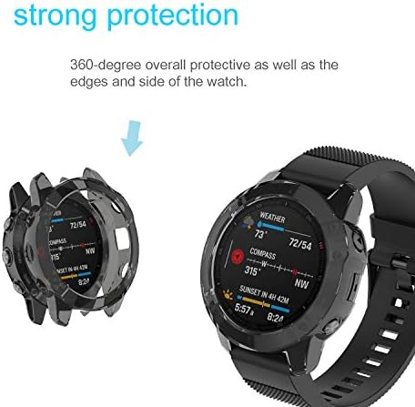 Caso compatível com Garmin Fenix ​​6 Smartwatch Clear TPU TPU Anti-arranha-capa da capa de capa de capa de capa de capa cheia