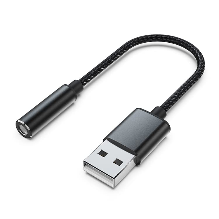 Adaptador de áudio USB a 3,5mm Jack, placa de som externa USB-A para Audio Jack Adapter com o conversor estéreo AUX compatível com
