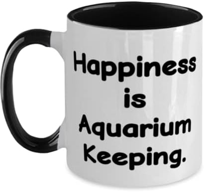 Aquário útil para manter presentes, felicidade é manutenção de aquário, feriado motivacional Two Tone 11oz caneca de homens