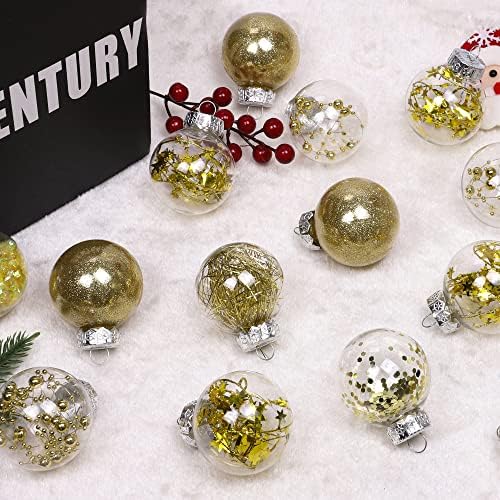 30 PCS Ornamentos de bola de Natal, 2,36 polegadas de ouro de 2,36 polegadas Plástica de plástico de plástico de Natal