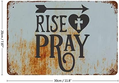Rise Pray Arrow Heart Cross Cross Wall Art Sinais da Bíblia Verso Metal Placa Citações Religiosas Jesus Metal Sign Metal Casa