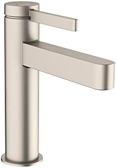 Hansgrohe Finoris Modern Modern 1 Handle 1 burro de 12 polegadas de altura Torneira de pia de banheiro em níquel escovado,