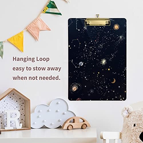 Alaza Moon Sun Zodiac Star Star Vintage Poodboard 9 x 12,5 polegadas, Tamanho da letra A4 CLIPBOARS DE ACRILICA com clipe de baixo