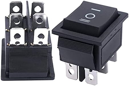 FACDEM 2PCS ON/OFF/ON ON MOMEMÁRIO ROGHER SWITCH AC 250V/10A 125V/15A BLACK DPDT 6 PIN 3 Chave de posição