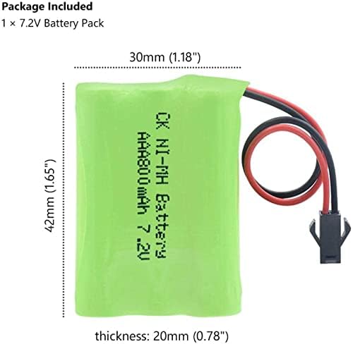 7.2V 800mAh Bateria recarregável 6 aaa, embalagem com bateria recarregável de conector SM-2p