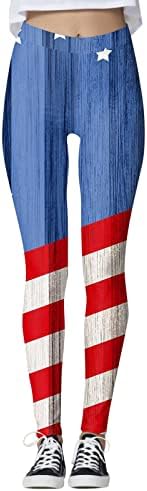 Ruiruilico 4 de julho American Flag Yoga Pants for Women Tummy Control Skinny Leggings Legas casuais perneiras