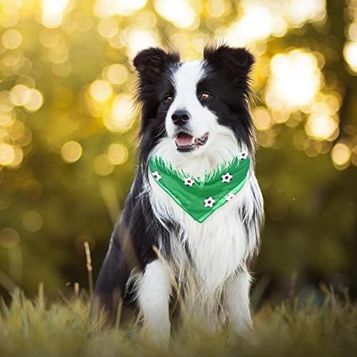 2 pacotes quadrados cães bandana futebol bolas de futebol verde impressão de pet bibs babadores ajustáveis ​​lenço de lenço