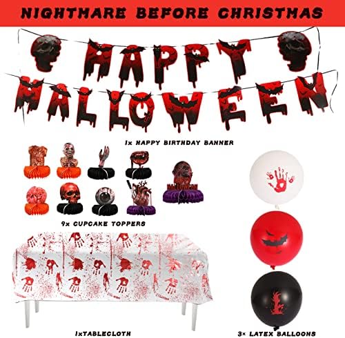 Decorações de Halloween Conjunto interno ， Decorações de festas de Halloween, banner de aniversário de Halloween ， Balões, Ornamento
