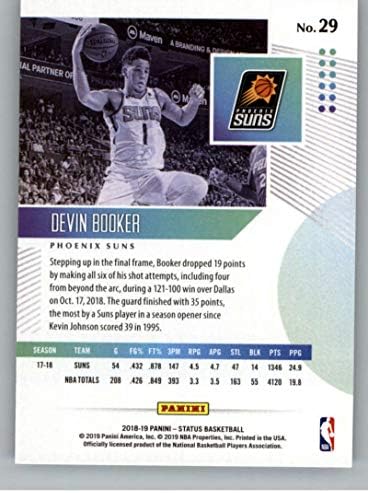 2018-19 Status NBA Green Parallel 29 Devin Booker Phoenix Suns Card Panini Basketball Official