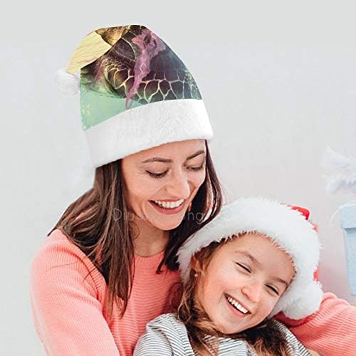 Chapéu de Papai Noel de Natal, chapéu de férias de Natal-Turtle de aquarela para adultos, Hats de Natal de Comfort