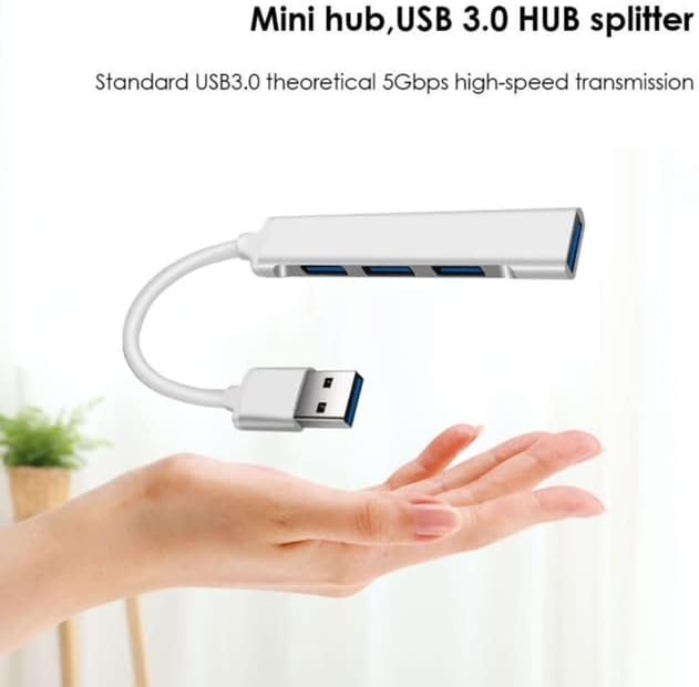 Extensões Mini USB Hub, 4 Port USB 3.0 Hub Expander, 2.0 Hub, estação de adaptador USB, Ultra Slim Portable Data Hub