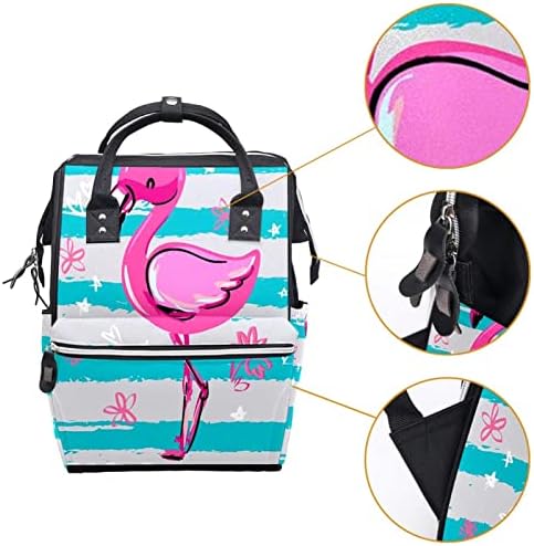 Mochila de viagem Guerotkr, bolsa de fraldas, bolsas de fraldas da mochila, Padrão de listras azuis de flamingo rosa de Flamingo