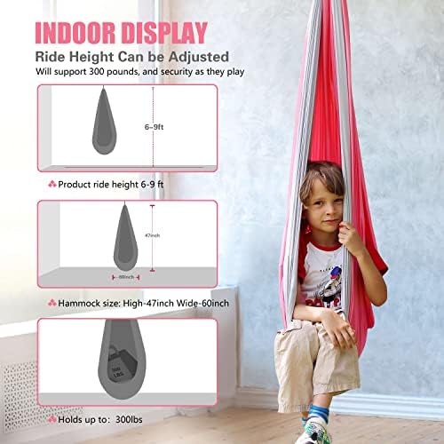 Swing sensorial para crianças e adultos internos e externos duplos azuis e rosa/cinza