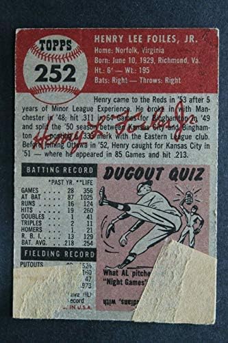 Hank Foiles Cincinnati Reds autografou 1953 TOPPS 252 Cartão vintage assinado