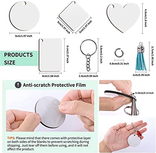 Chave de sublimação YGQZM, com transferência térmica de sublimação de dupla face, borla e corda, para o chaveiro diy