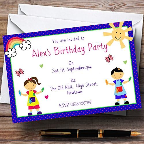 Pintura de artes e artesanato convites de festa de aniversário personalizados