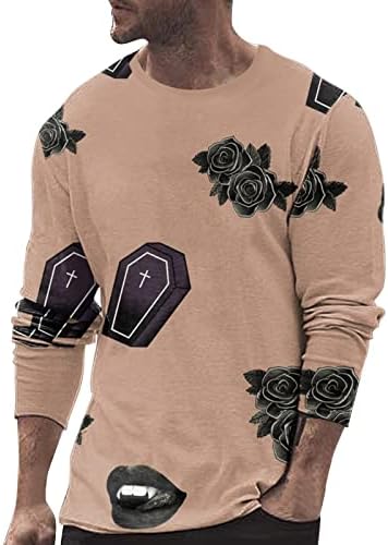 Soldado masculino de Halloween T Camisetas de outono masculino e inverno Slim Fit Casual Retro Old Graphic Size