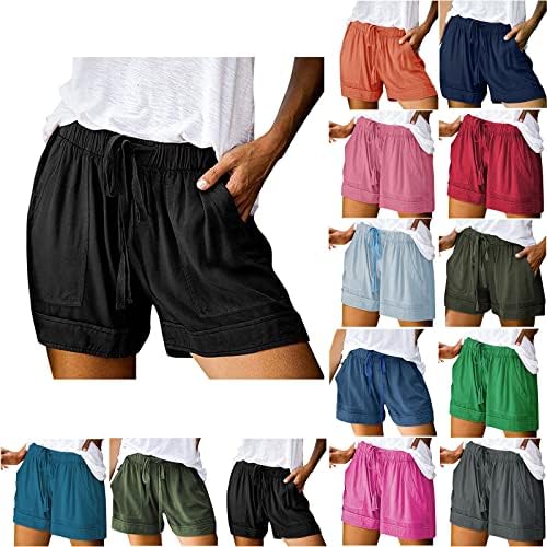 Shorts yubnlvae para mulheres de alta cintura alta verão plus size s-5xl cordas de tração com dois bolsos laterais sólidos calças modernas