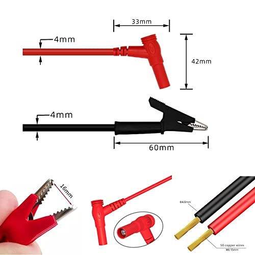 CLIPS DE CLIPES DE JACADORES MULLIGADORES ， 15A 1000V Plugue de banana de 3,5 pés para o lead de teste de clipes de jacaré, sonda