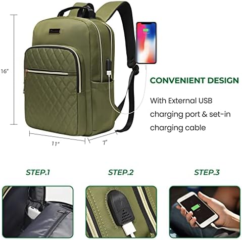 Modoker de laptop de 15,6 polegadas Backpack para mulheres, mochila acolchoada de trabalho para mulheres Backpack de professores