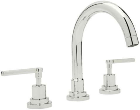 Rohl A22228LMPN-2 Lombardia C-Sp-Spout Faucet de pia de banheiro generalizado com alças de alavanca, níquel polido