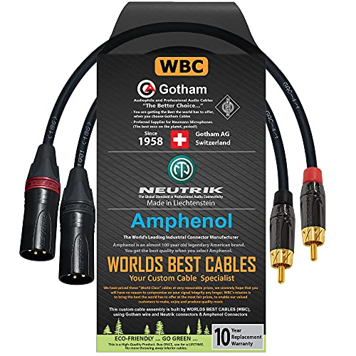 Melhores cabos do mundo 0,5 pés - par de cabos RCA para XLR - Gotham GAC -4/1 Quadro de Estrela -Quad Cabo de Interconexão